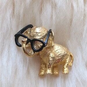 1964 Barry Goldwater Elephant Black Glasses Political Republican Brooch